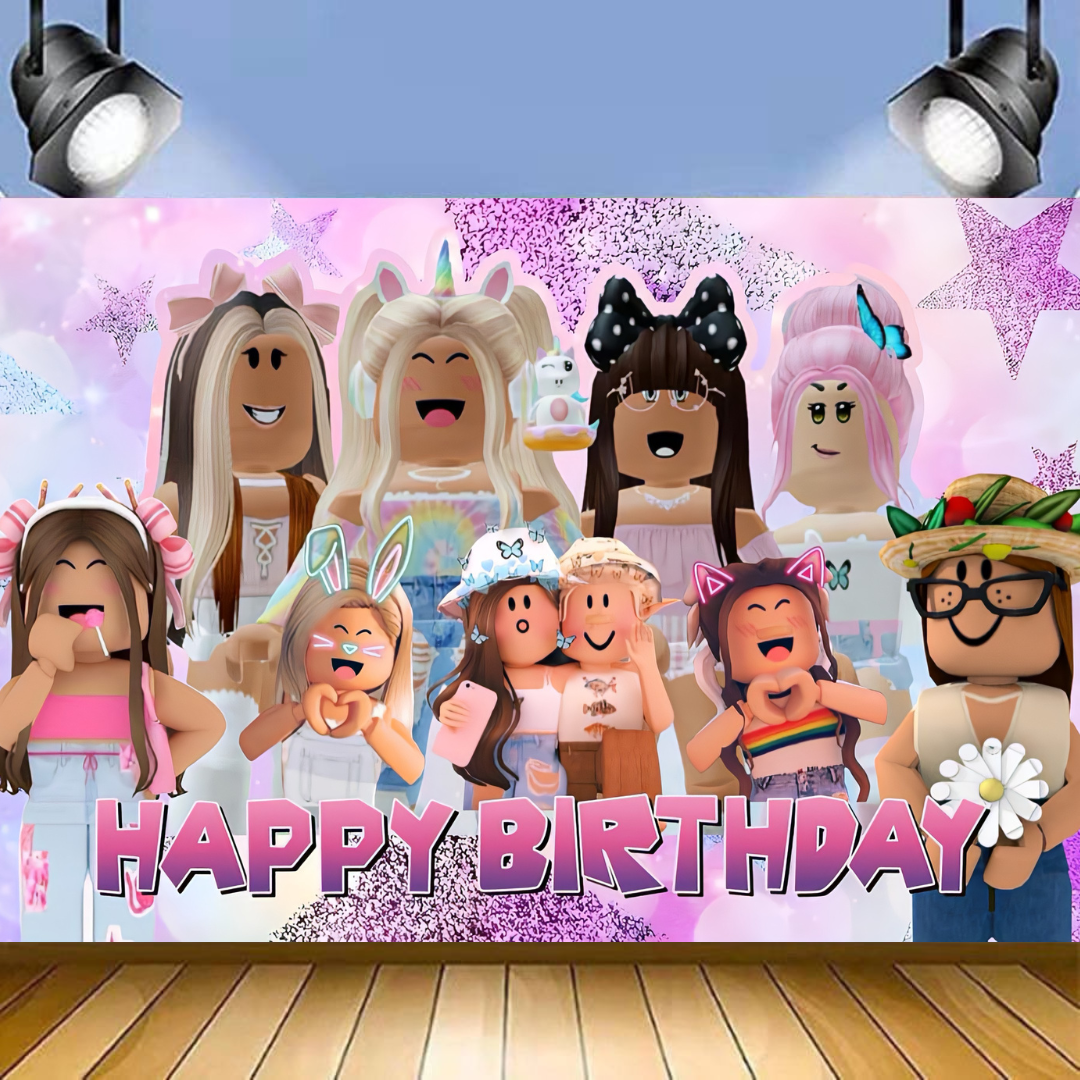 ROBLOX GIRLS BIRTHDAY PARTY BACKDROP BANNER 3x5ft