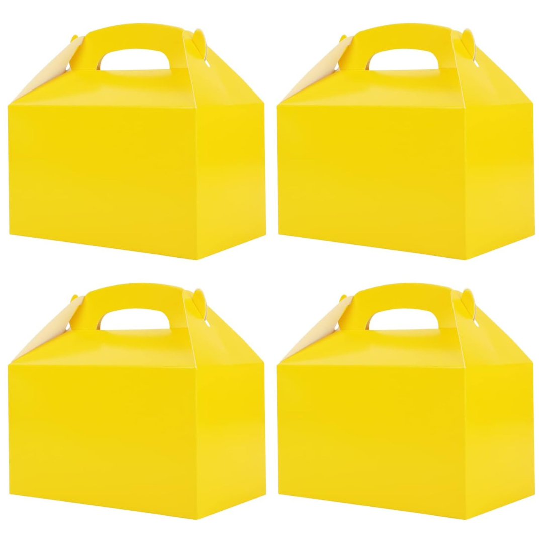 Pack of 4 Treat Boxes - Gable - Favor Boxes - Yellow