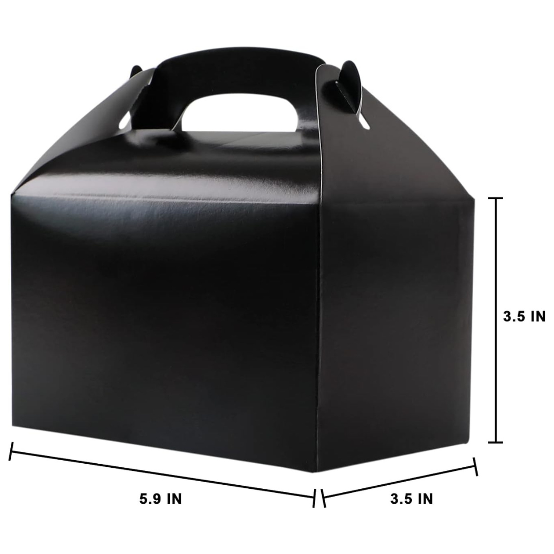 Pack of 4 Treat - Gable - Favor Boxes - Black