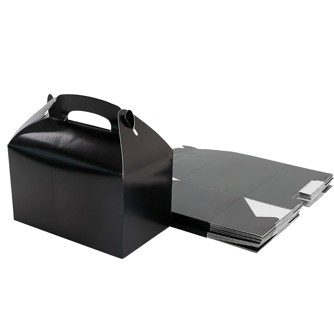 Pack of 4 Treat - Gable - Favor Boxes - Black