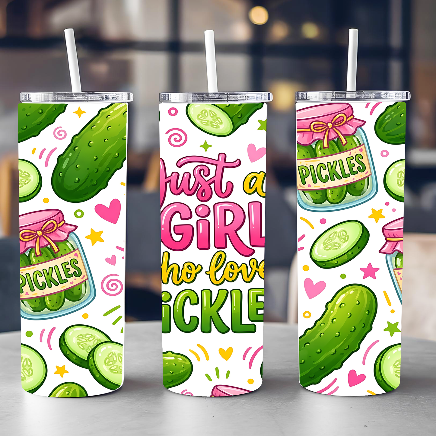 Girl loves Pickle 20oz Skinny Tumbler
