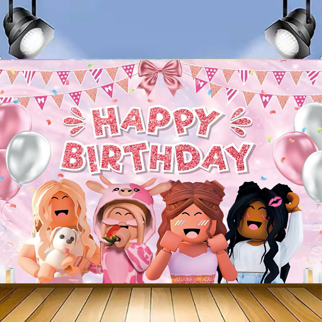 ROBLOX GIRLS BIRTHDAY PARTY BACKDROP BANNER 3x5ft