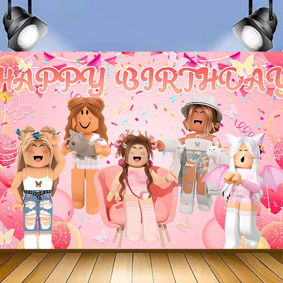 ROBLOX GIRLS BIRTHDAY PARTY BACKDROP BANNER 3x5ft