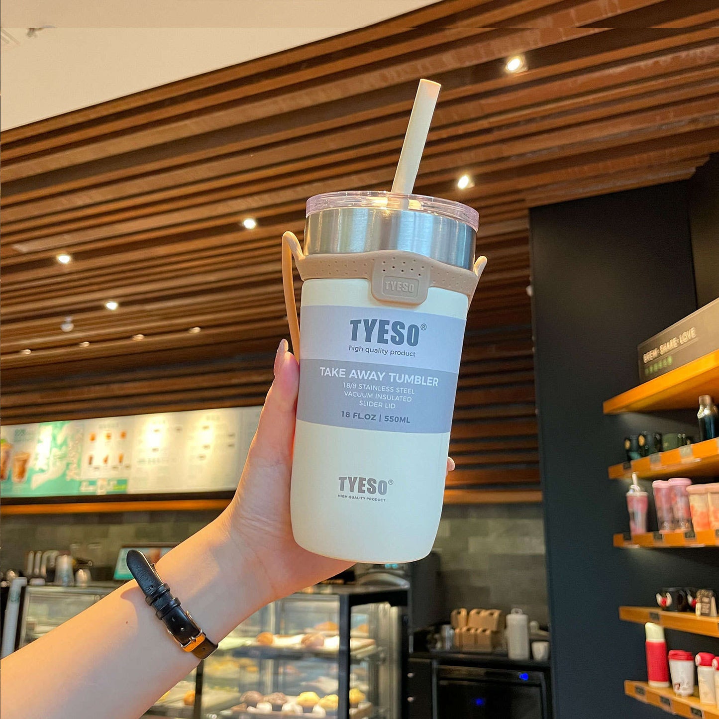 Tyeso 550ml Insulated Tumbler/Drink Bottle White
