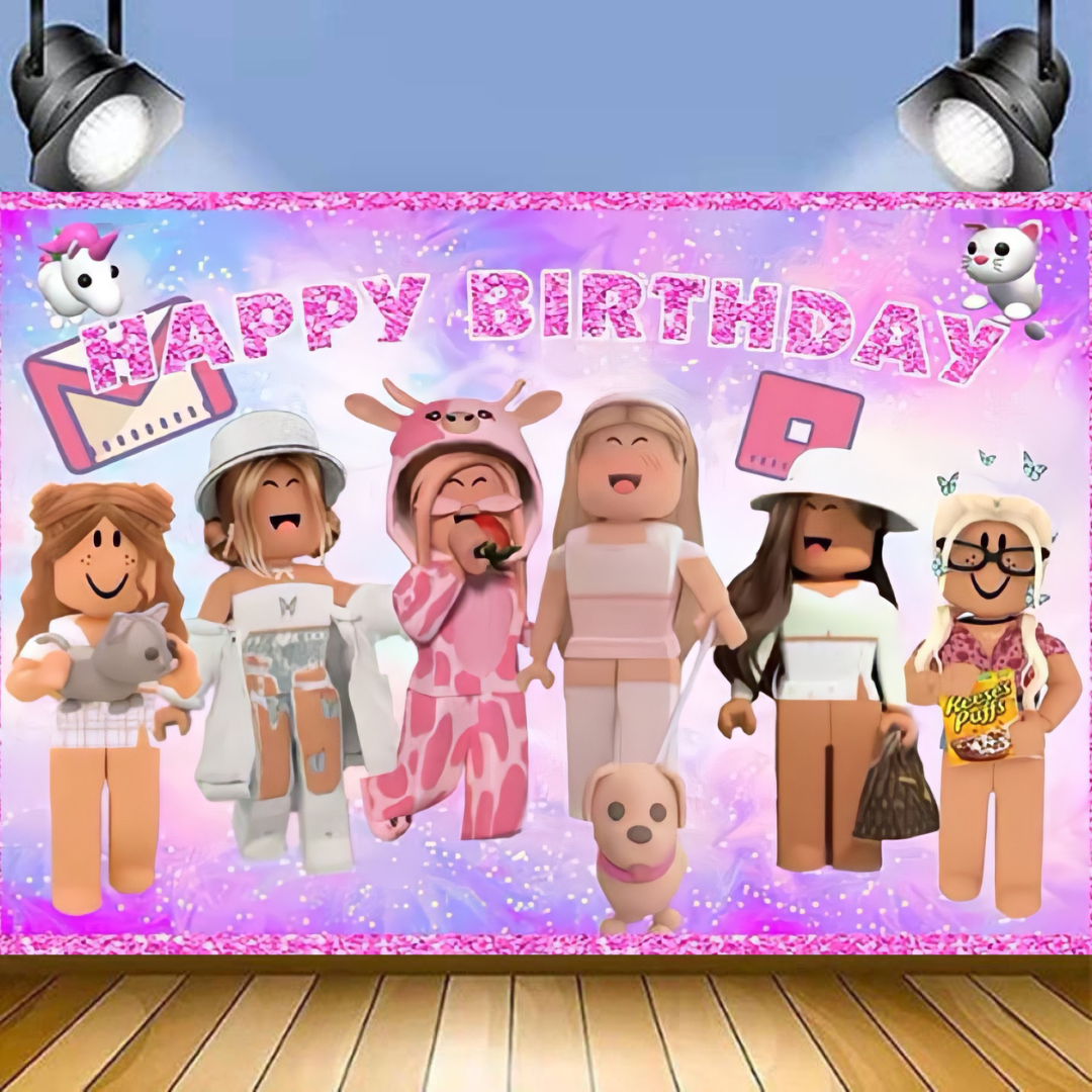 ROBLOX GIRLS BIRTHDAY PARTY BANNER 3x5ft