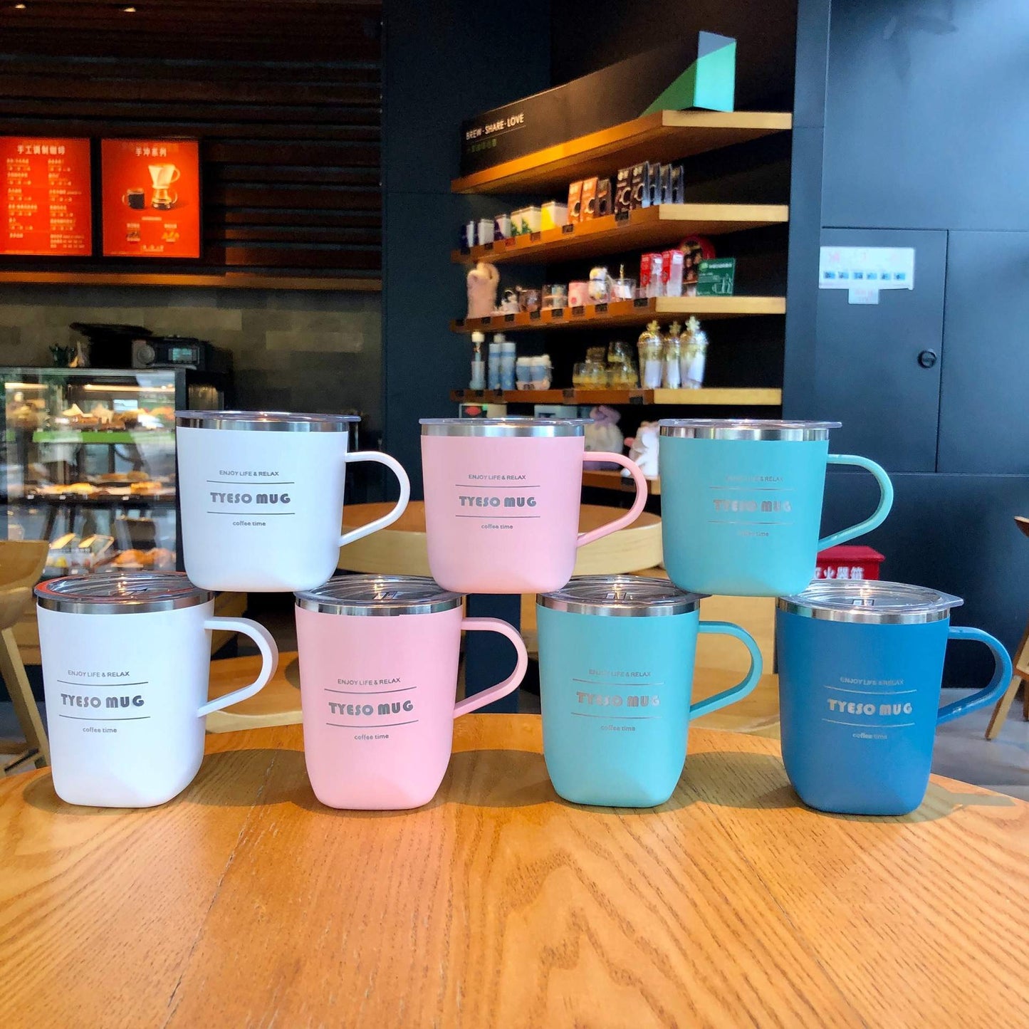 Tyeso Insulated Coffee Cup 260ml Blue