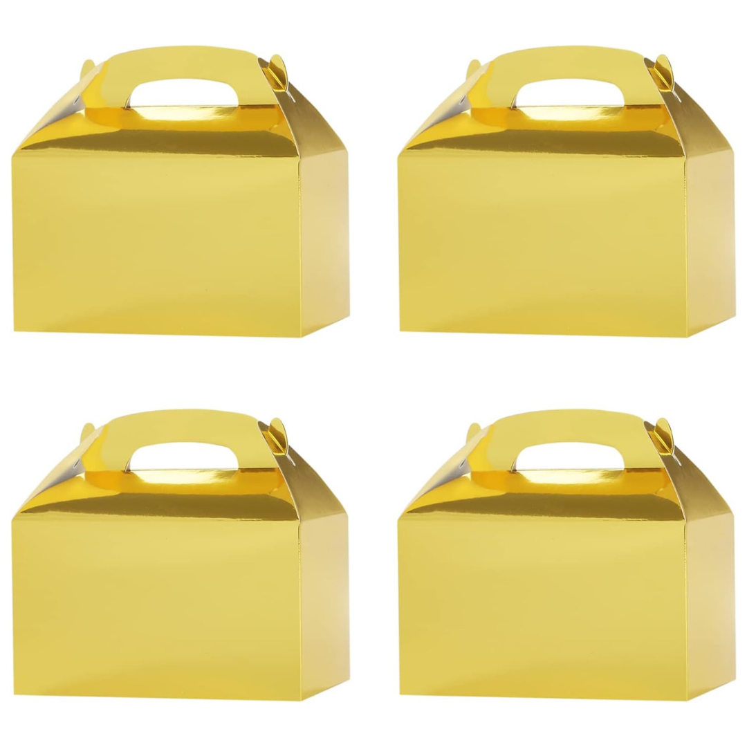 Pack of 4 Treat Boxes - Gable - Favor Boxes - Gold