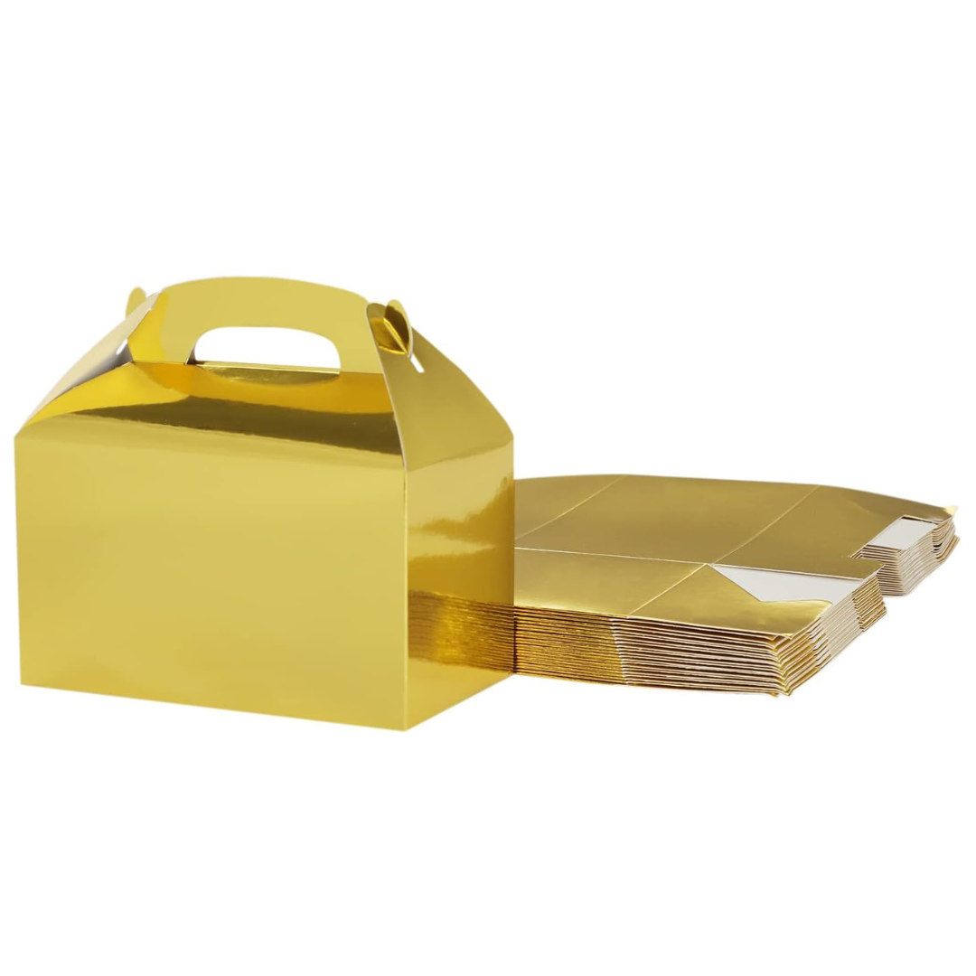 Pack of 4 Treat Boxes - Gable - Favor Boxes - Gold