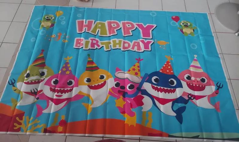 BABY SHARK BIRTHDAY PARTY BACKDROP BANNER 5x7ft