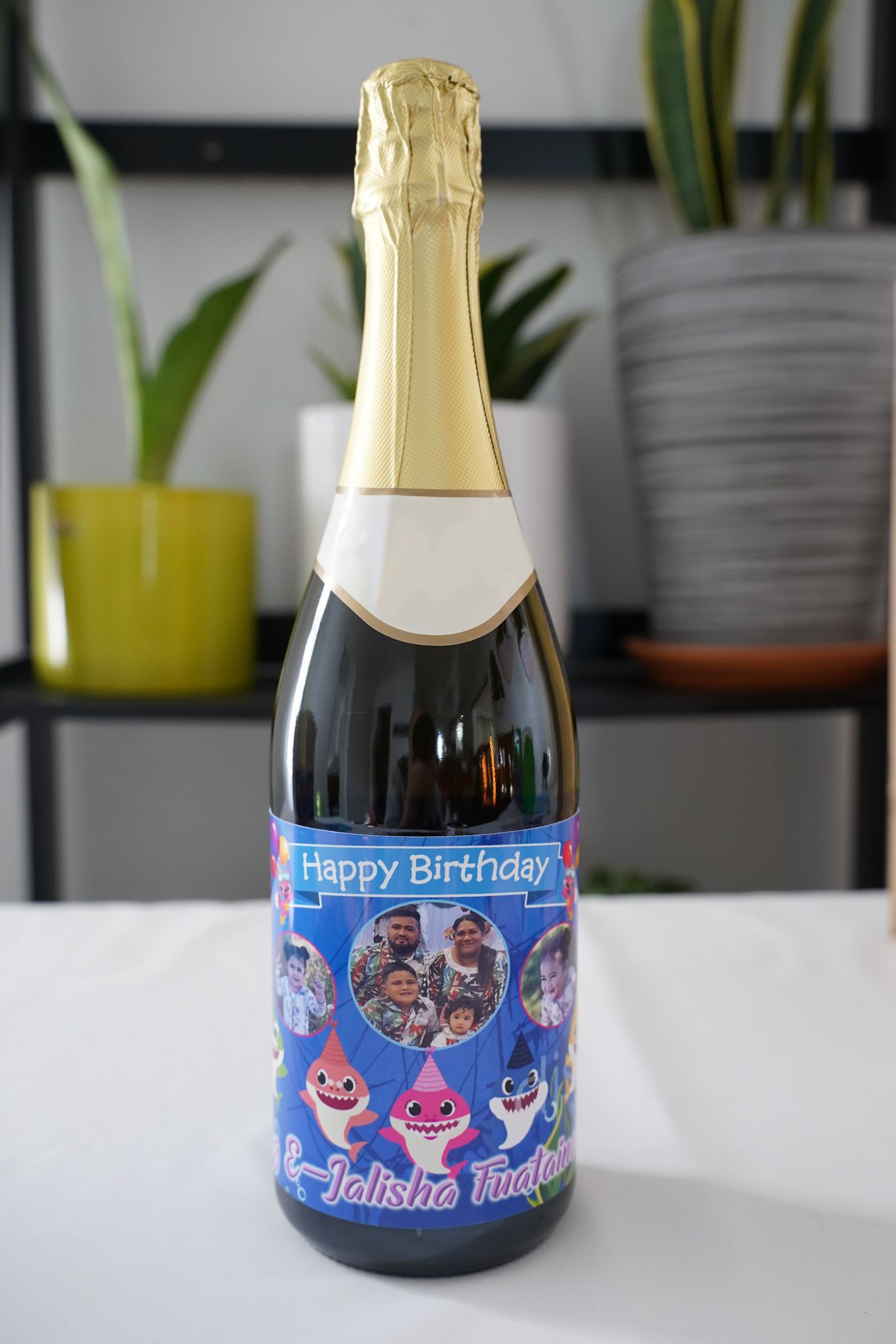Sparkling Grape Juice with Personalized Labels - Shark