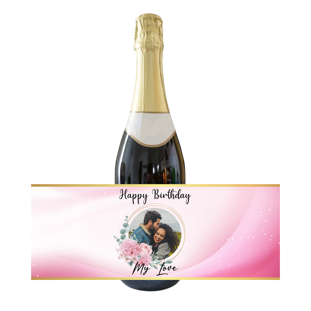 Personalised Adult Bottle Label - Pink Birthday