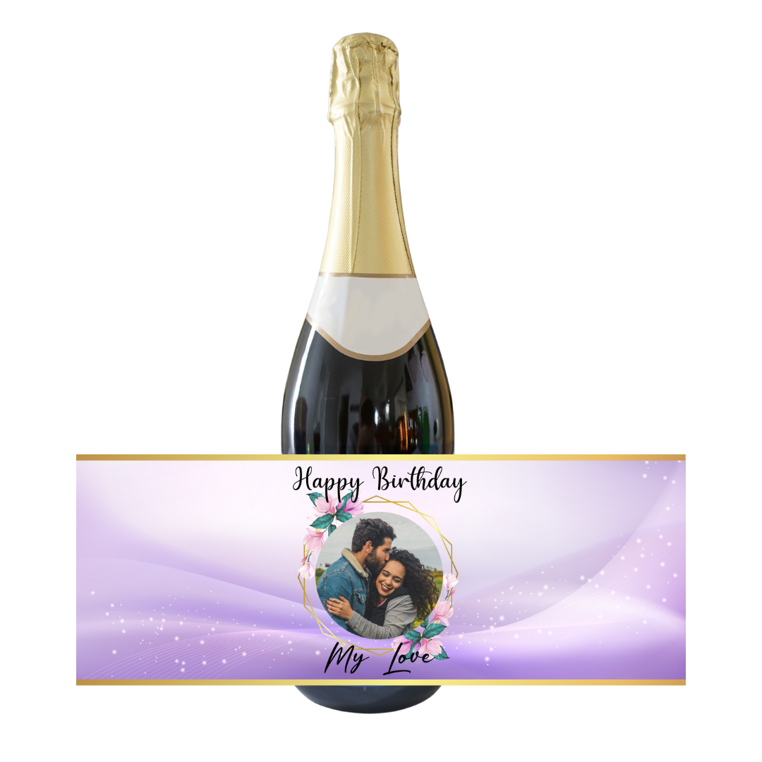 Personalised Adult Bottle Label - Purple Birthday