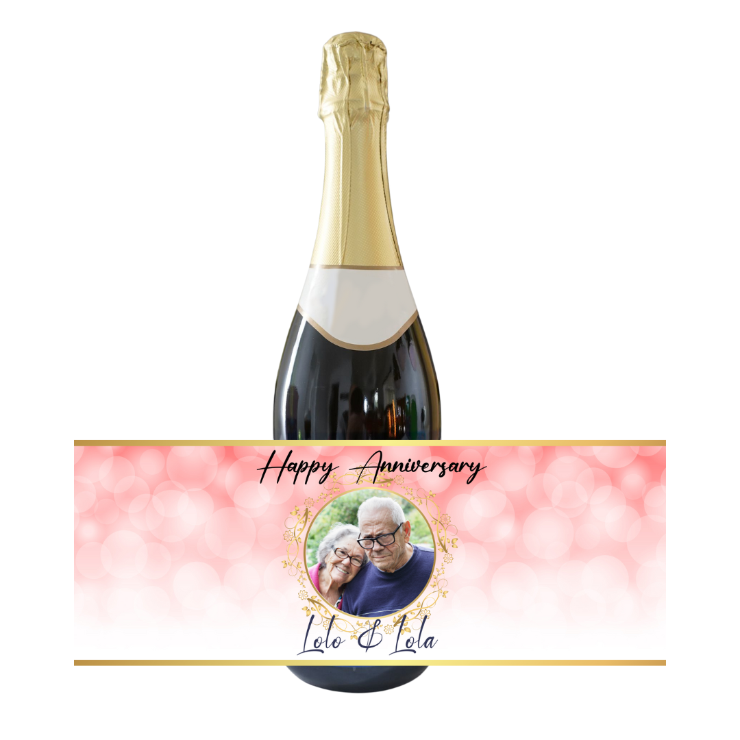 Personalised Adult Bottle Label - Rose Anniversary