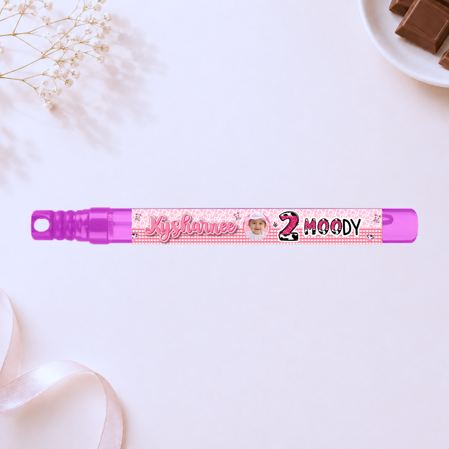 Personalised Bubble Wand - Cow Moody