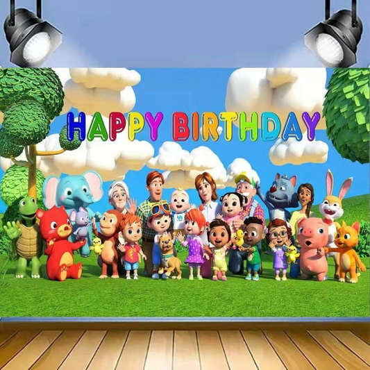 COCOMELON BIRTHDAY PARTY BACKDROP BANNER 5x7ft