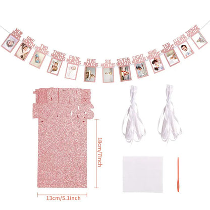 12Months Photo Banner Glitter Rose Gold