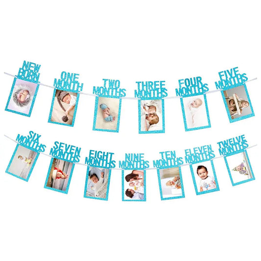 12Months Photo Banner Glitter Blue