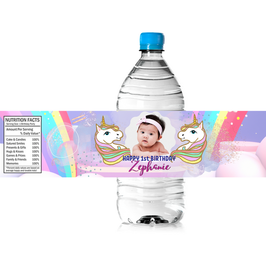 Personalised Kids Water Bottle Label - Unicorn