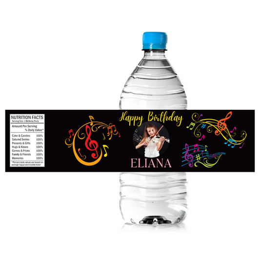 Personalised Kids Water Bottle Label - Music