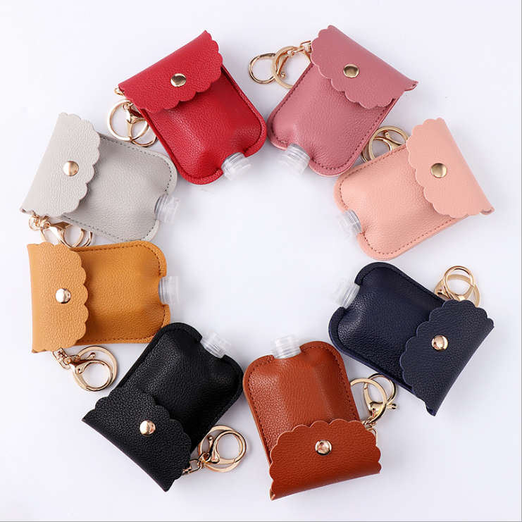 Plain PU Leather Hand Sanitizer Bottle Holder